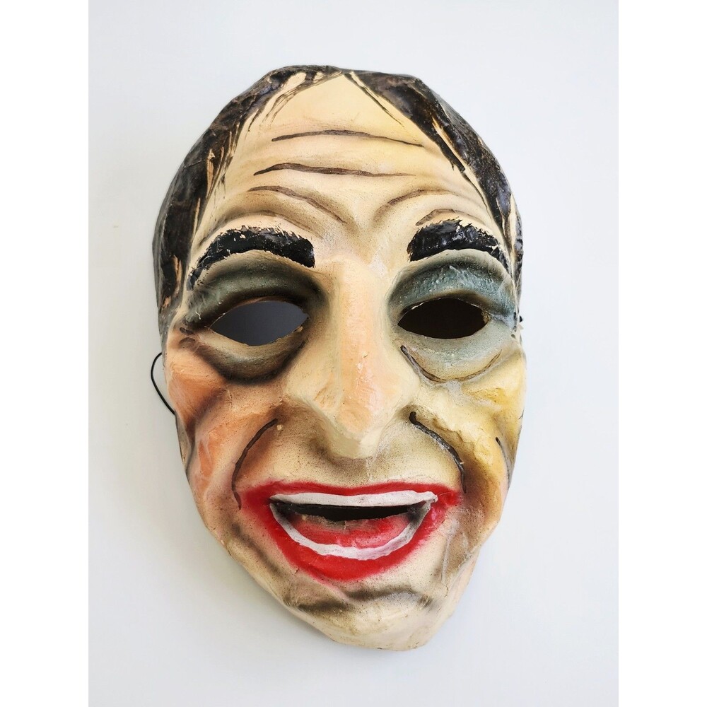 Vintage 1960s Colombian Folk Art Papier Mâché Mask Hand Painted Cauca Valley
